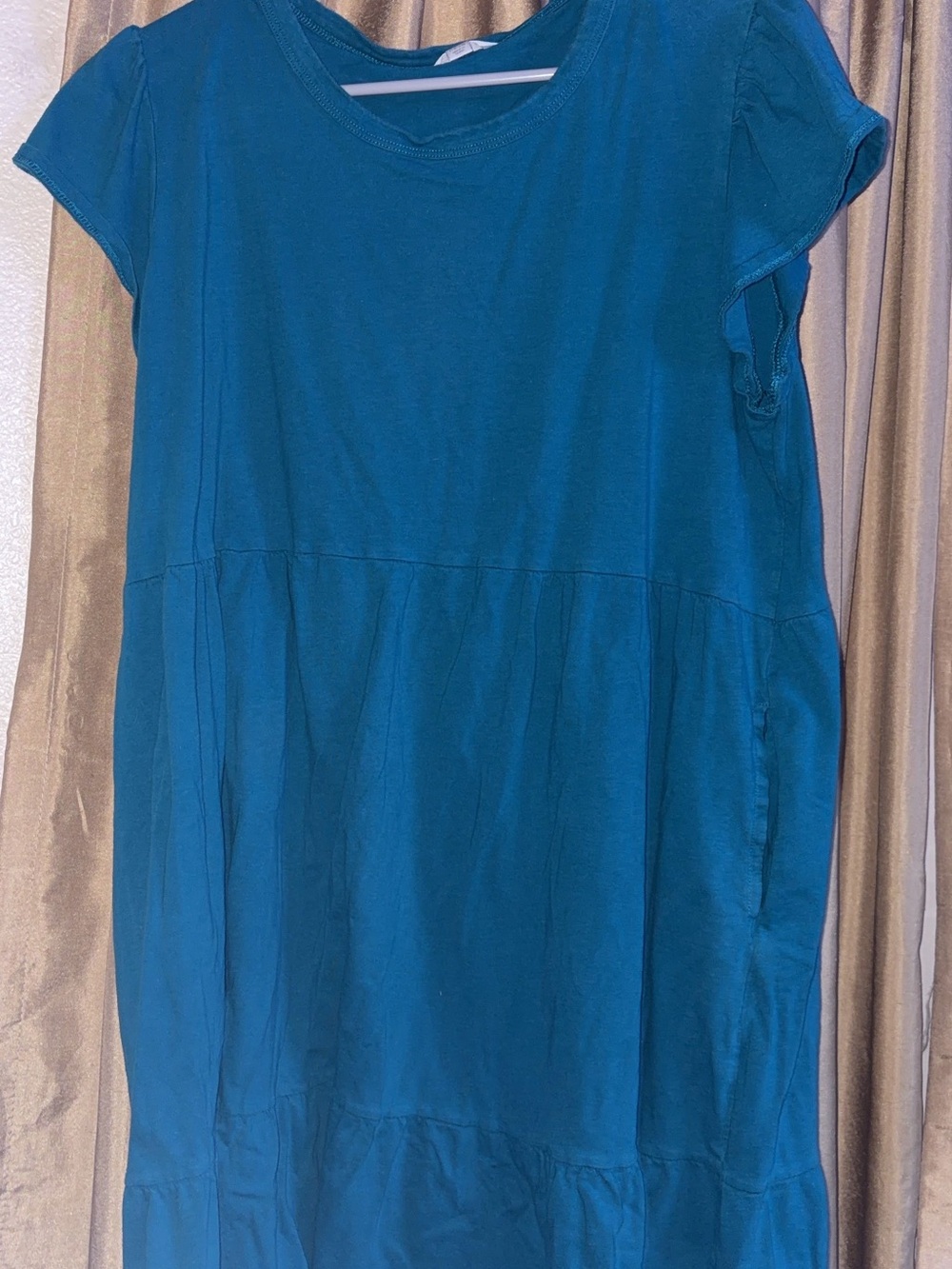 Time and Tru Teal Short-Sleeve Tiered Tunic